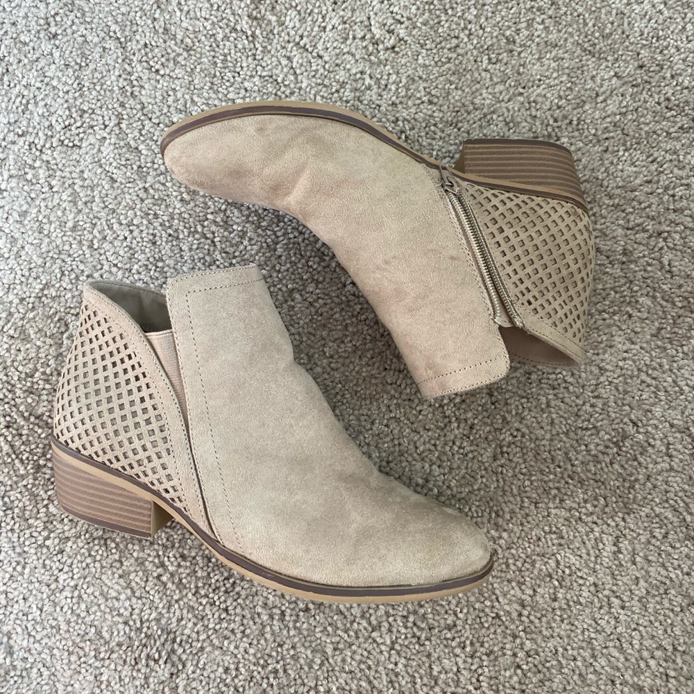 Tan suede booties